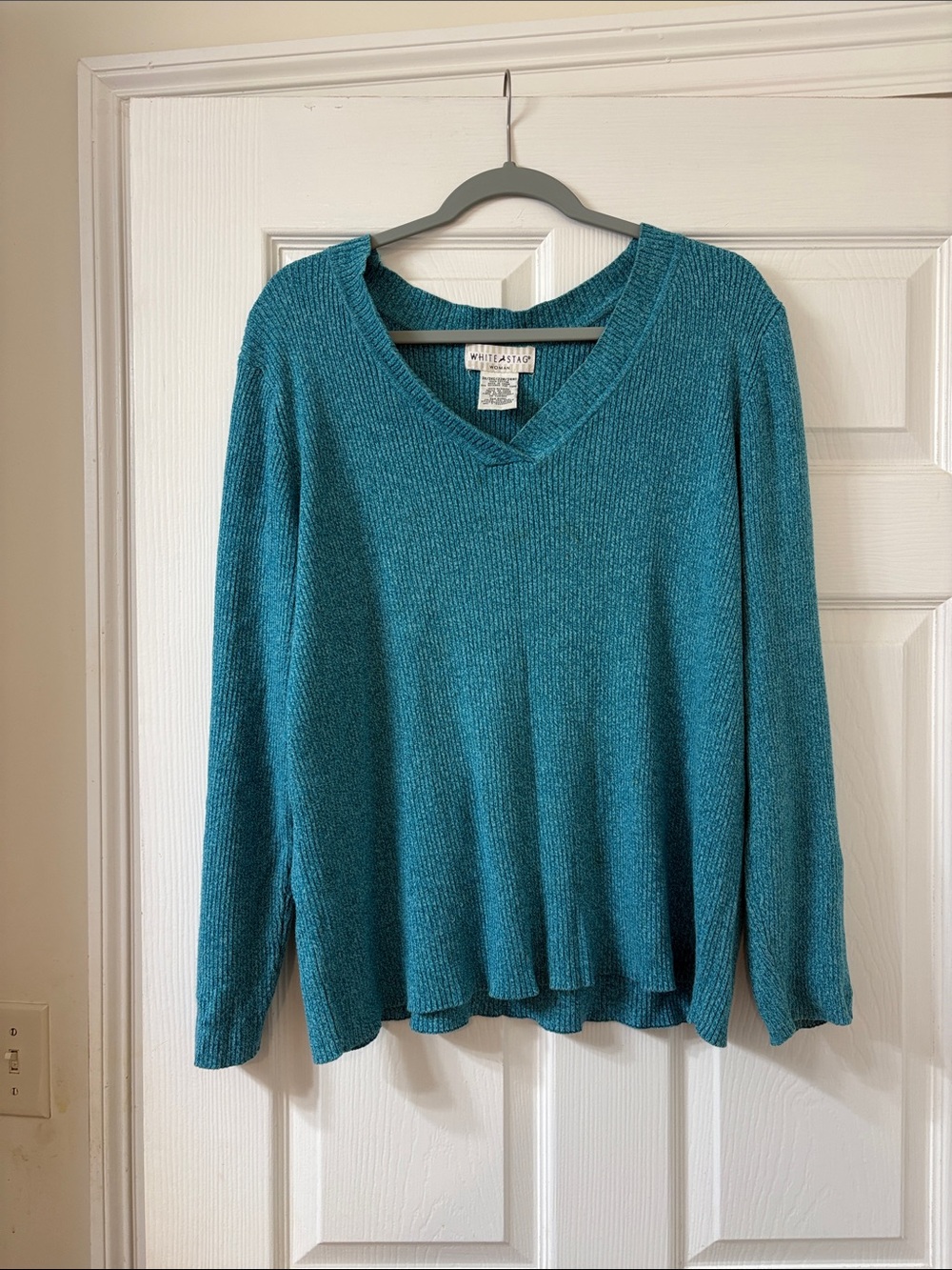 White Stag Teal Marled V-Neck Knit Top